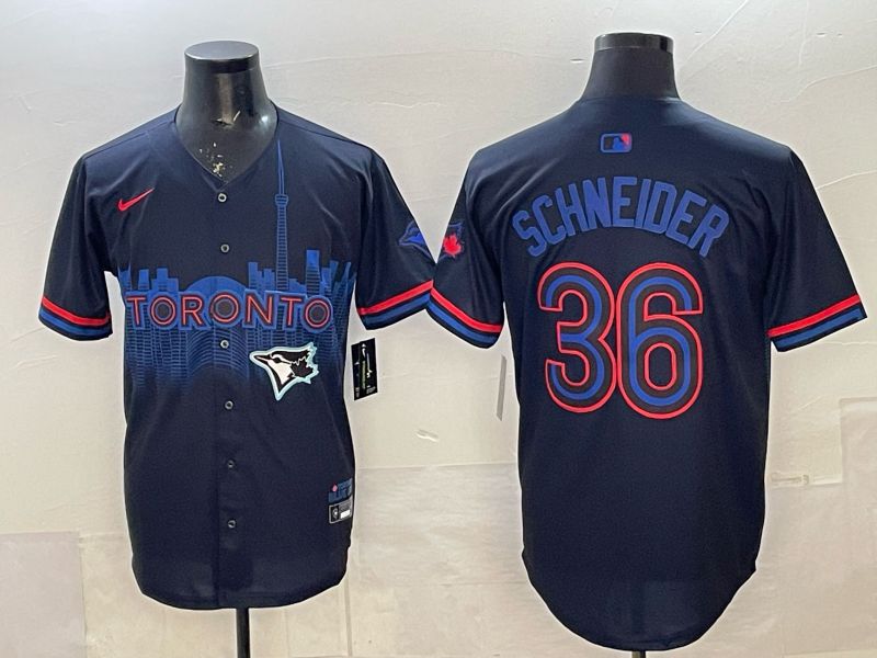 Men 2025 Nike Toronto Blue Jays #36 Schneider Blue Game MLB Jersey 05